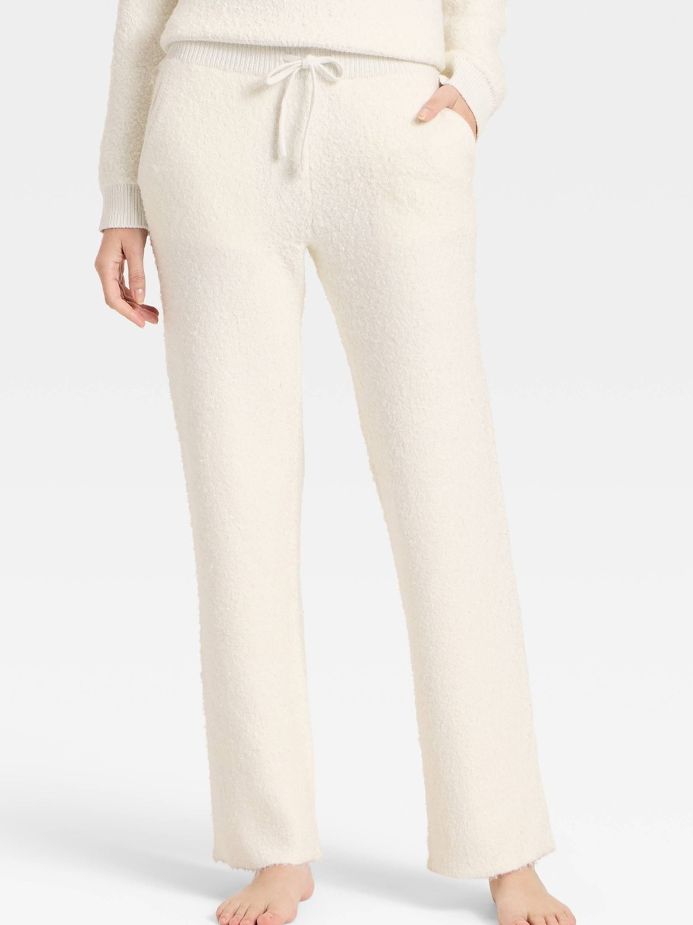 NEW Universal Thread Cream Mid-Rise Cozy Knit Ankle Pull-On Pants, Medium